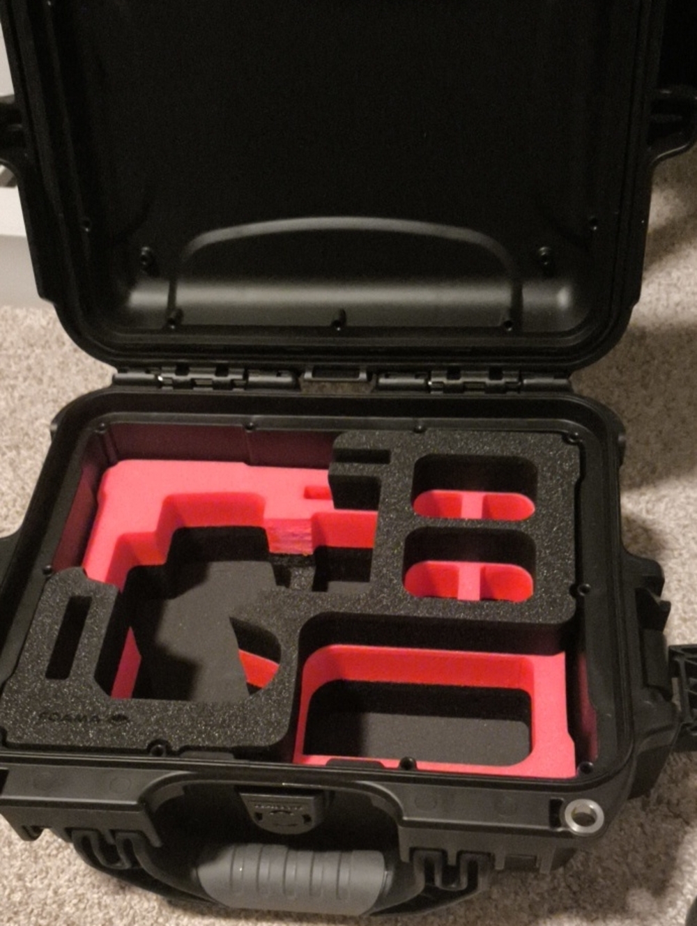 Protective Hard Case with Custom Pink Foam Insert for VR/AR Accessories